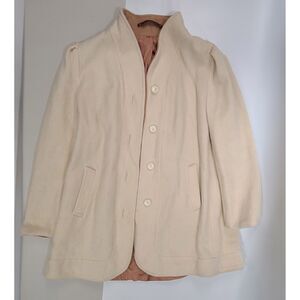 Vintage Ms. Freddi Wool Nylon Cream High Collar Car Coat Jacket Mob Wife M